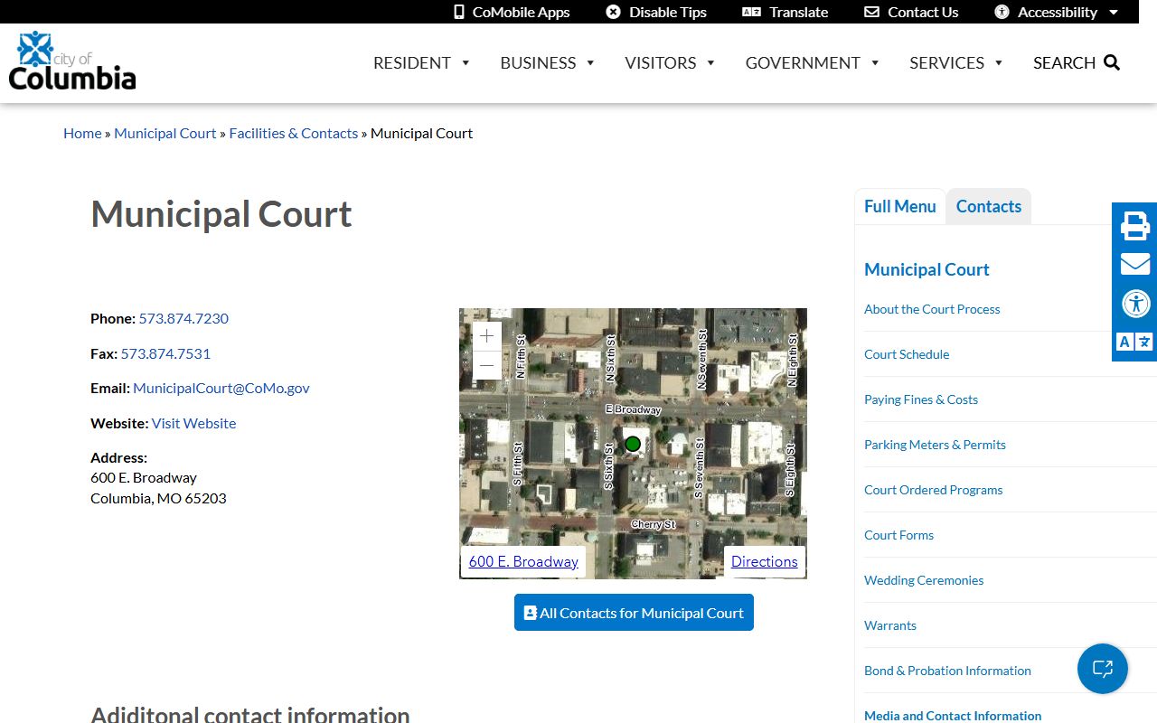 Columbia court website for dissolution of marriage record information