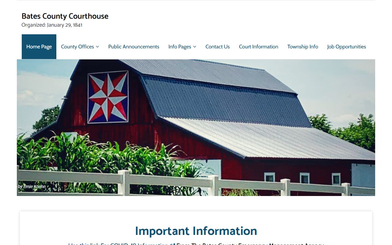 Bates County government website for dissolution of marriage records