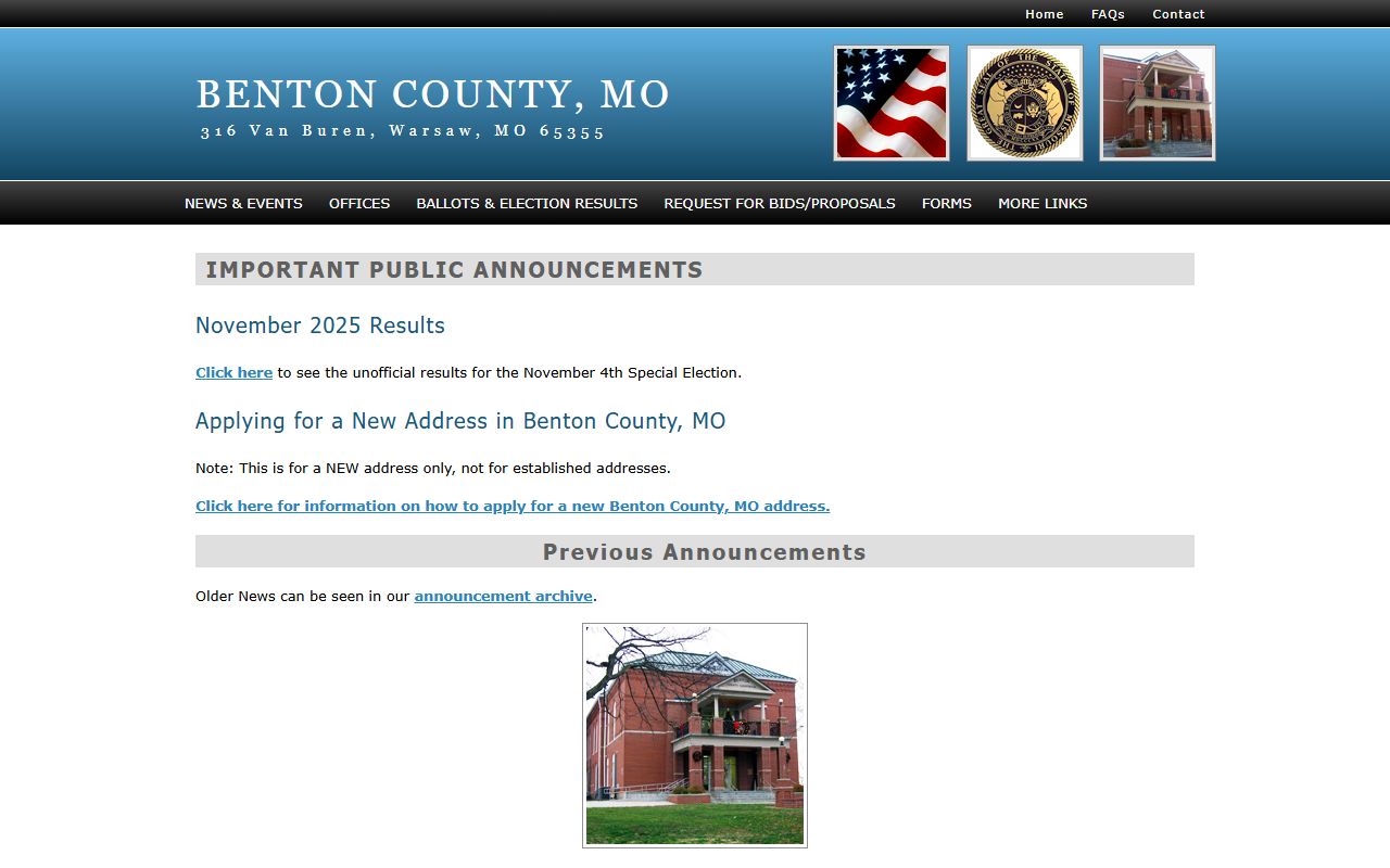 Benton County government website for dissolution of marriage records