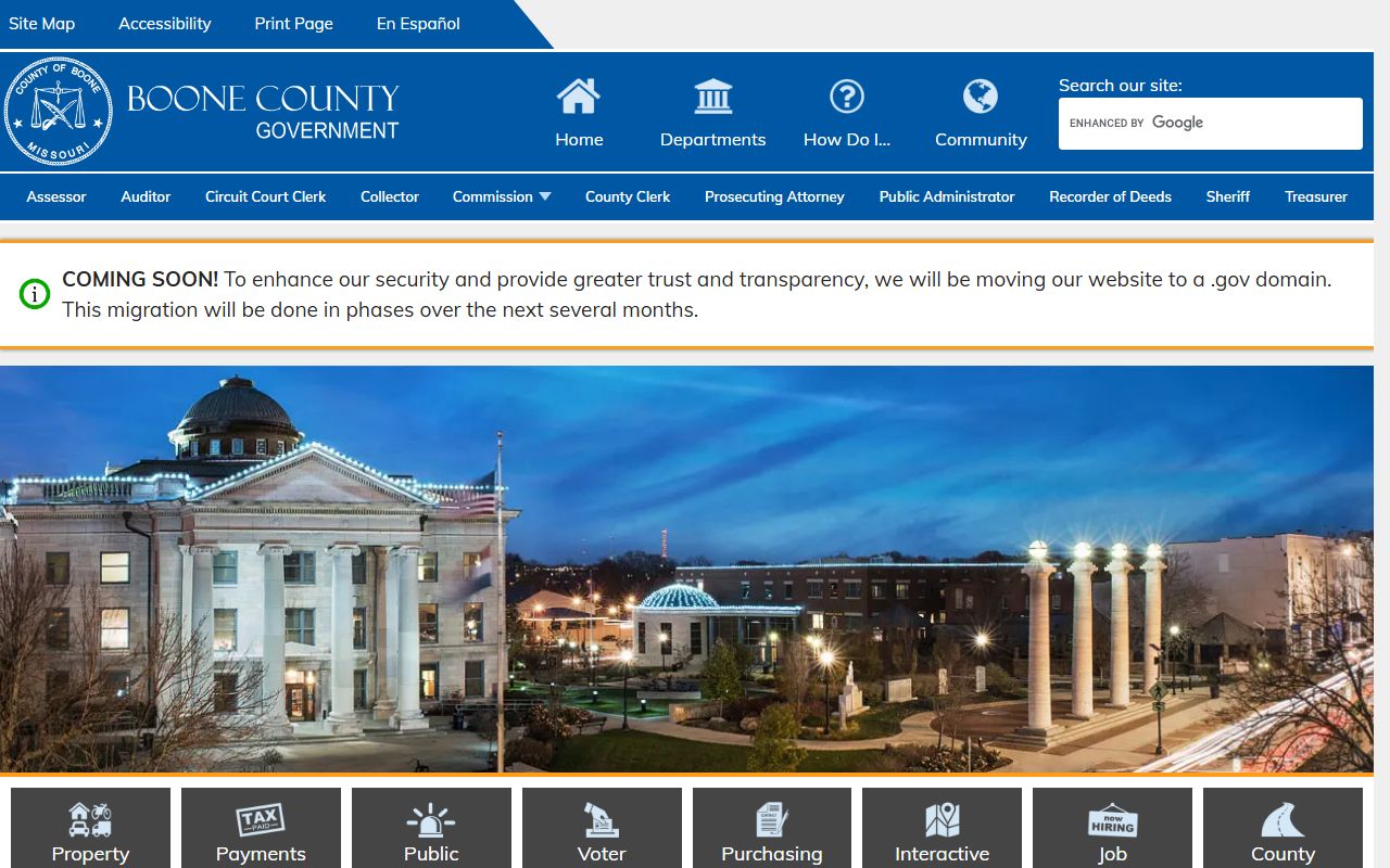 Boone County government website for dissolution of marriage records