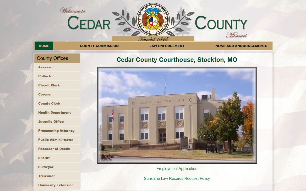 Cedar County government website for dissolution of marriage record access