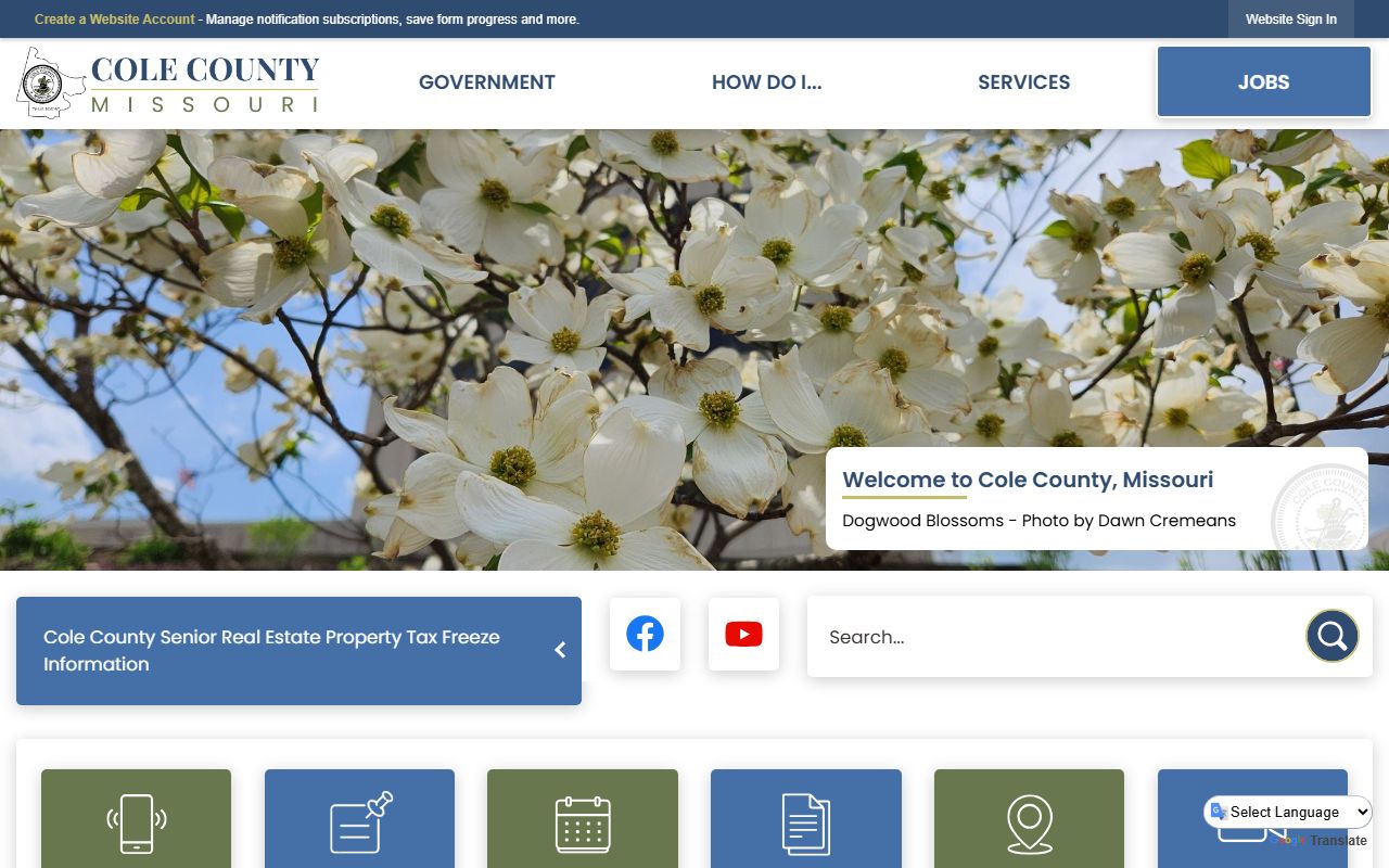Cole County government website for dissolution of marriage record access