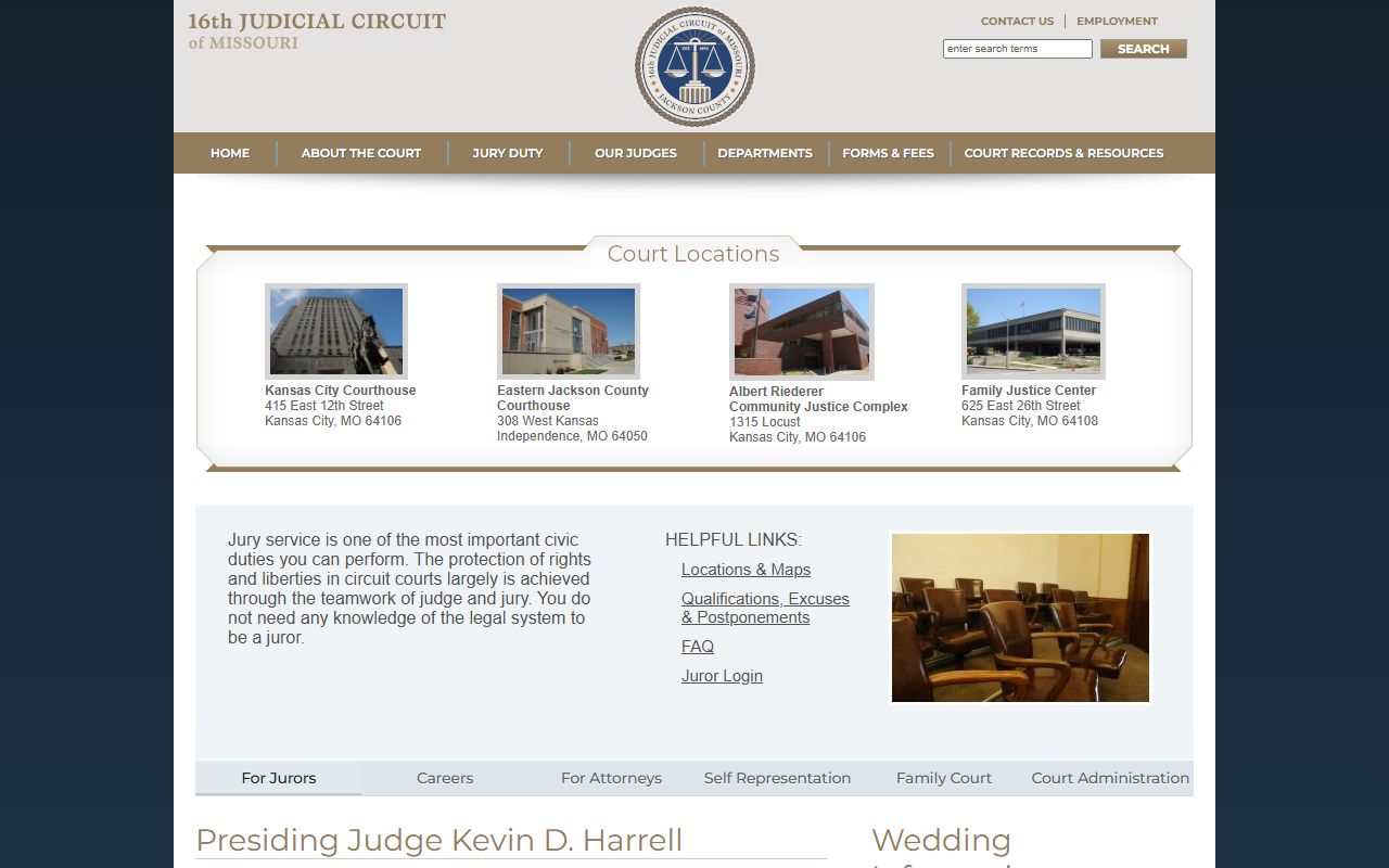 16th Judicial Circuit Court website for Jackson County dissolution of marriage cases