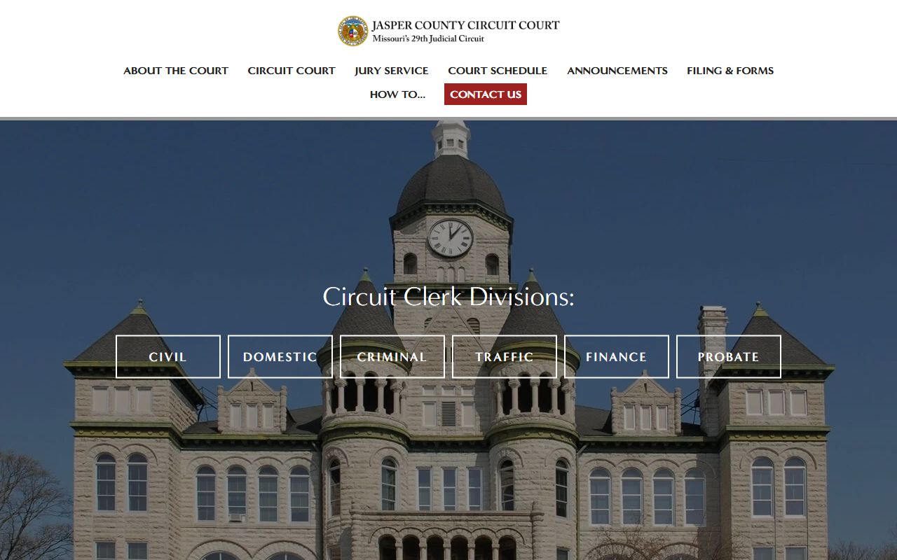 Jasper County Courts website for dissolution of marriage cases