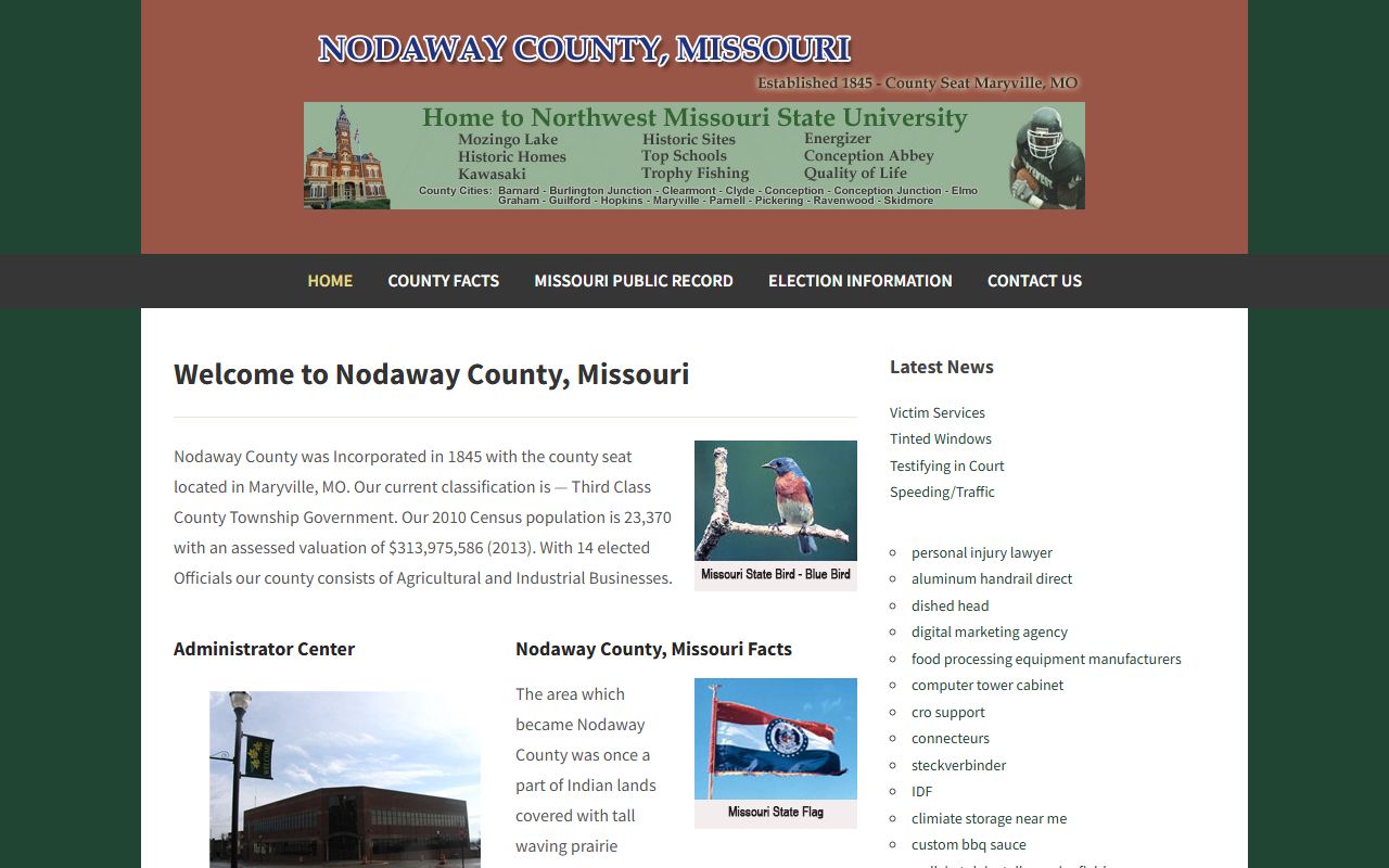 Nodaway County government website for dissolution of marriage records