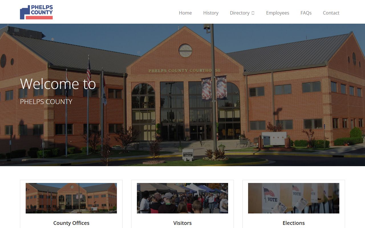 Phelps County government website for dissolution of marriage records
