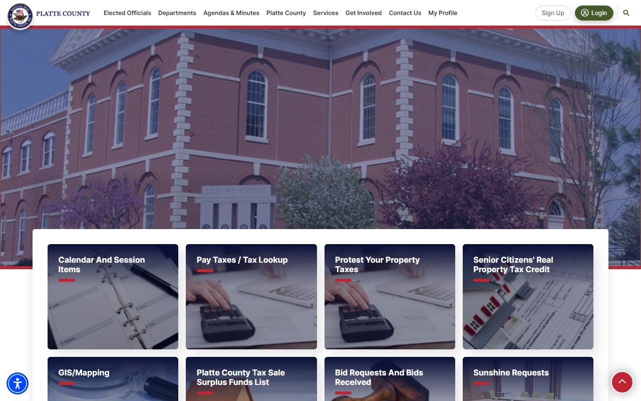 Platte County government website for dissolution of marriage records