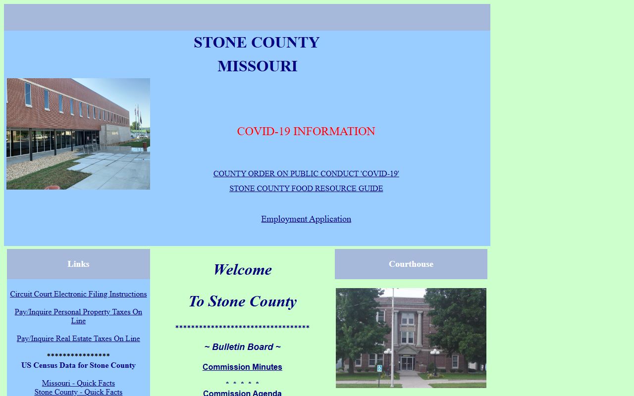 Stone County government website for dissolution of marriage records