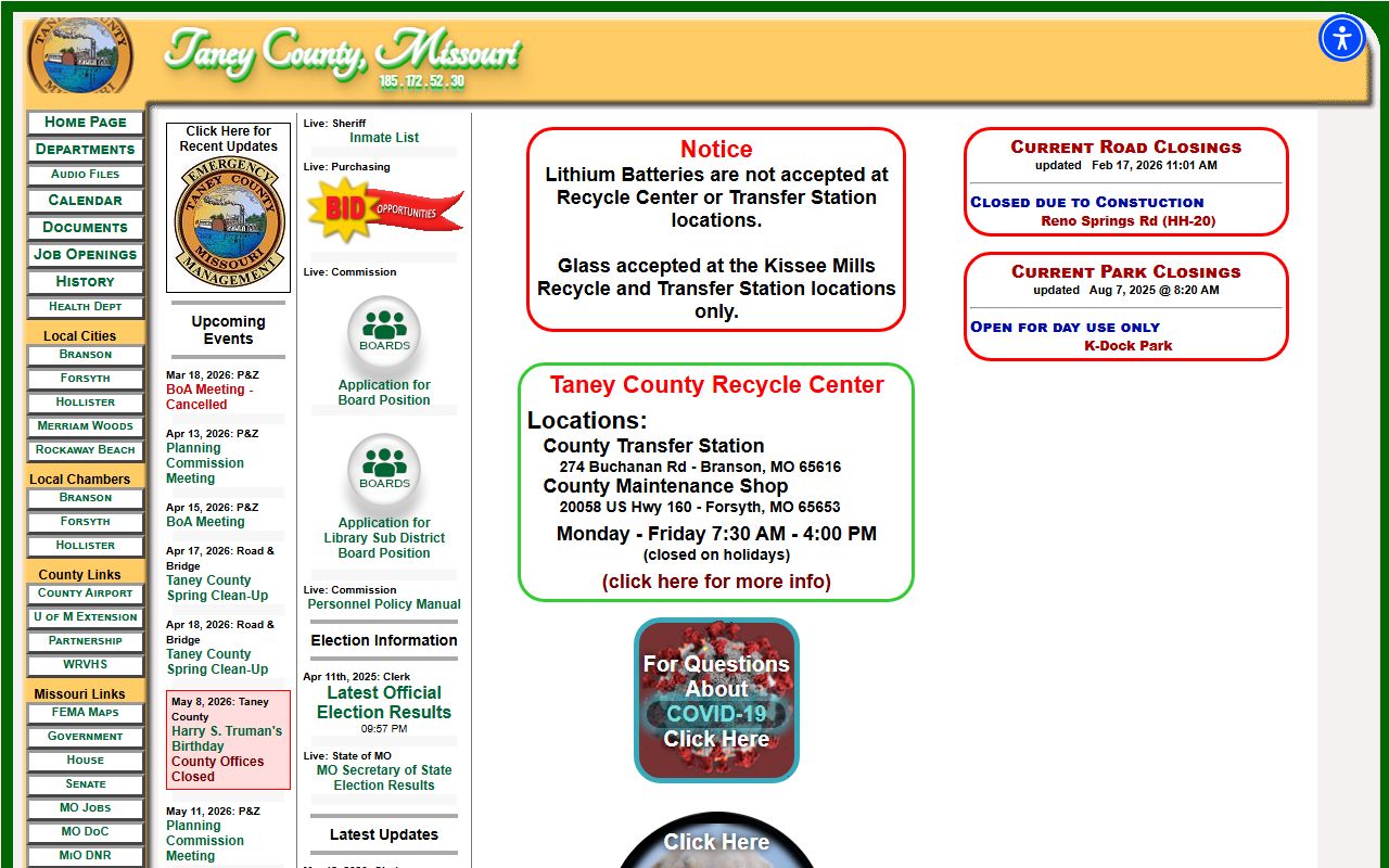 Taney County government website for dissolution of marriage records