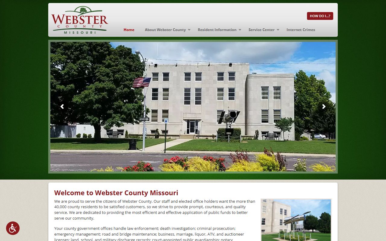 Webster County government website for dissolution of marriage records
